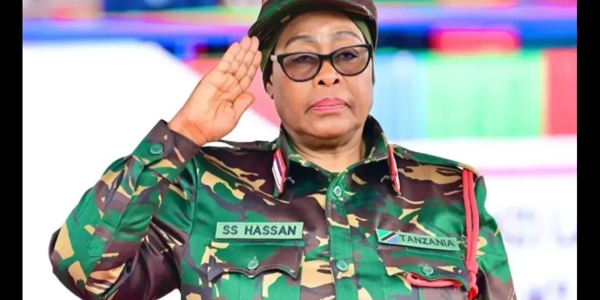 La présidente tanzanienne Samia Suluhu Hassan, en tenue militaire, au centre d’une polémique sur les nominations au sein de son gouvernement.