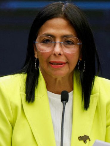 Delcy Rodríguez, investie présidente par intérim du Venezuela, à Caracas.