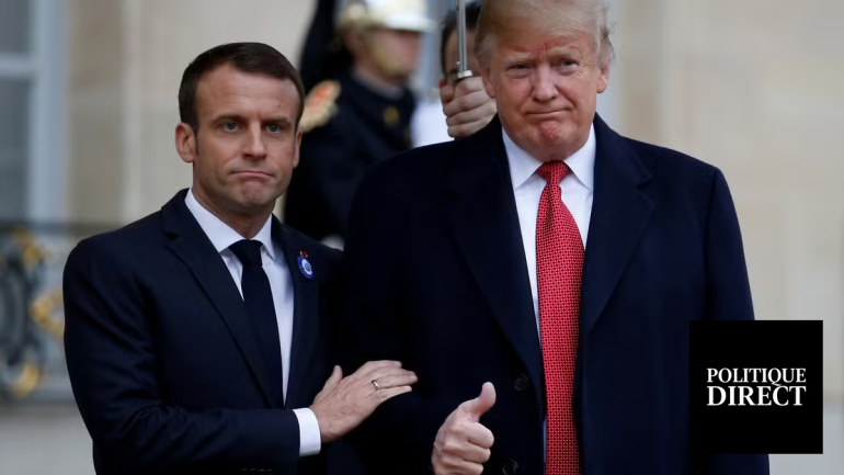 Emmanuel Macron réagit à Davos après la menace de Donald Trump sur une taxe à 200 pour cent visant les vins français.