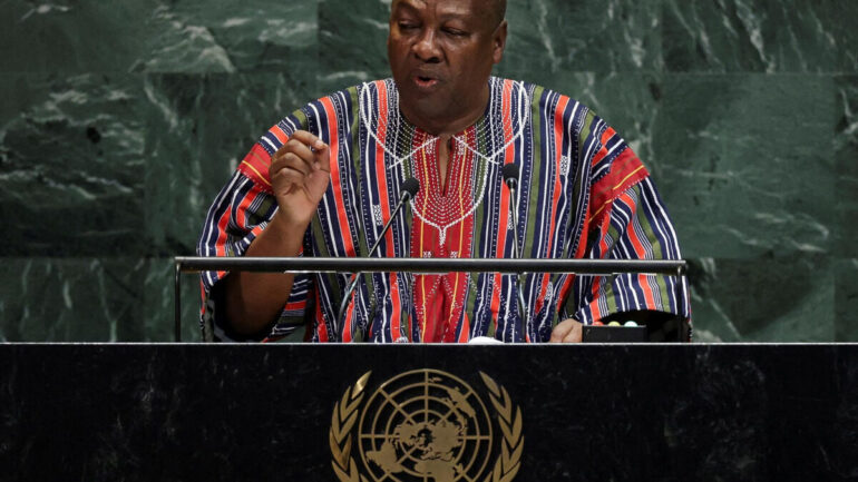 Le président ghanéen John Dramani Mahama lors d’un déplacement international.