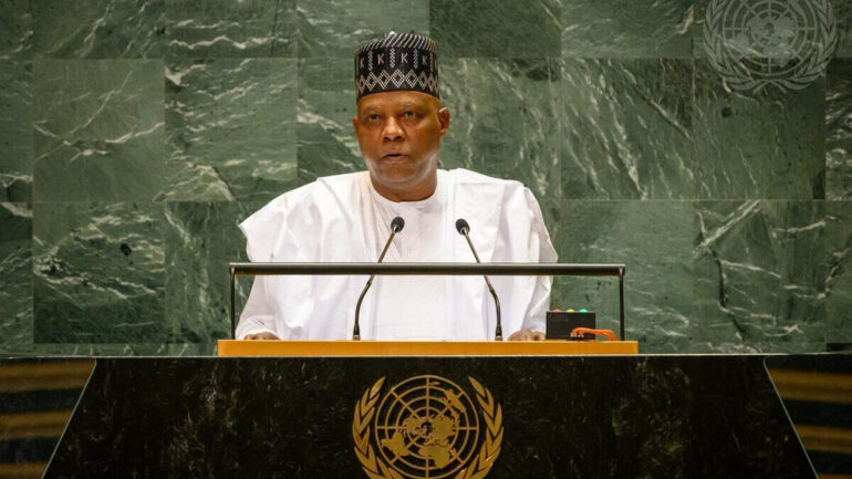 Le vice-président nigérian Kashim Shettima à la tribune des Nations unies lors d’une précédente Assemblée générale.