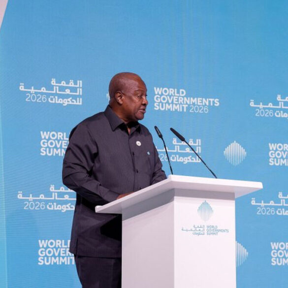 Le président ghanéen John Dramani Mahama lors du World Government Summit 2026.