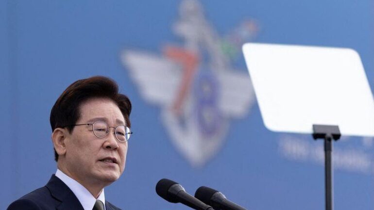 Le président sud-coréen Lee Jae-myung lors d’une prise de parole en octobre 2026