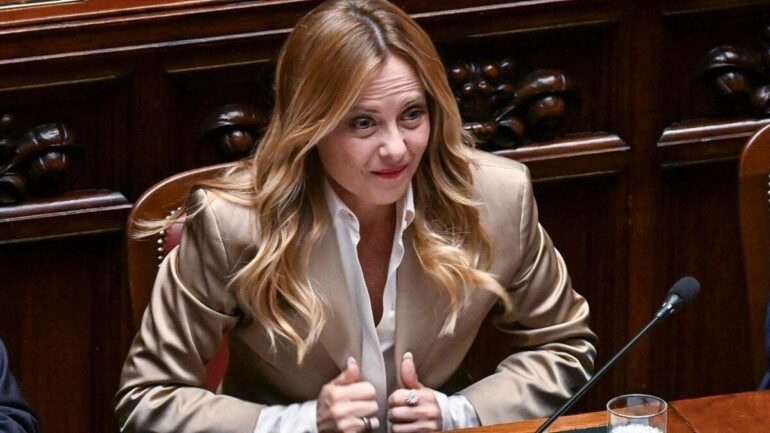 La Première ministre italienne Giorgia Meloni s’exprime devant le Parlement à Rome, le 14 octobre 2026.