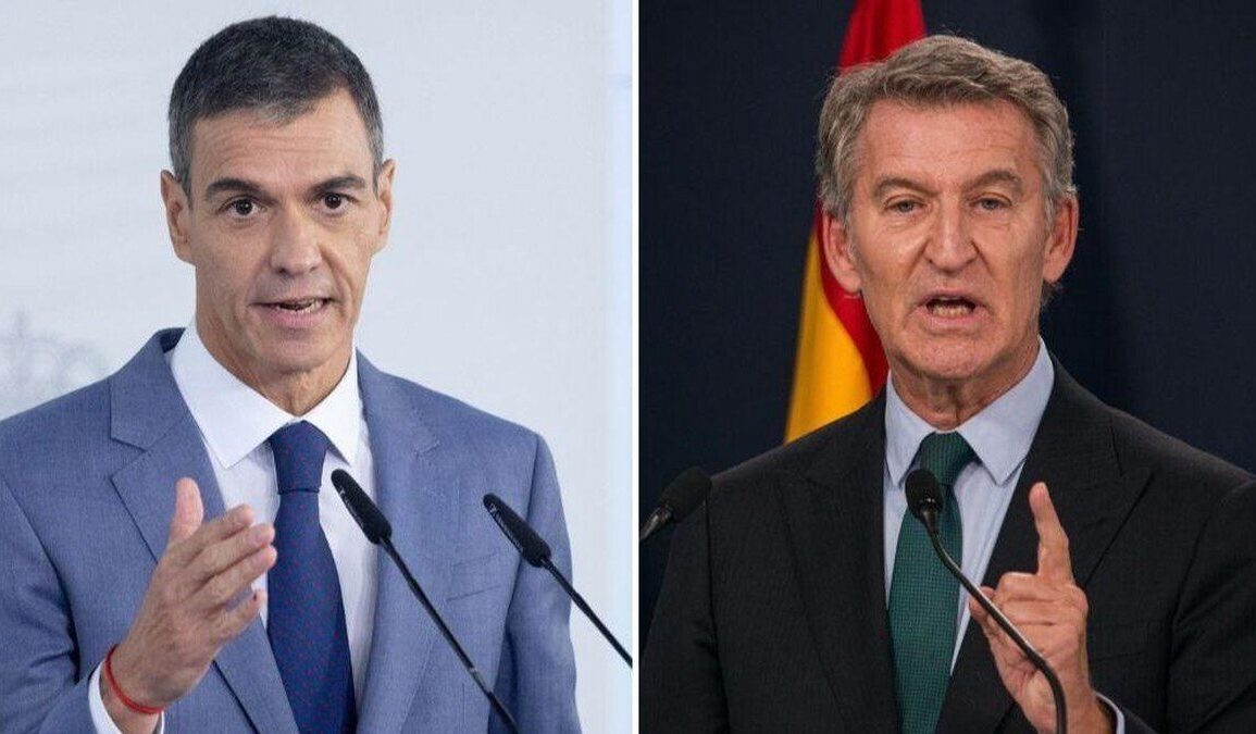 Pedro Sánchez et Alberto Núñez Feijóo, dirigeants de deux grandes formations politiques espagnoles.
