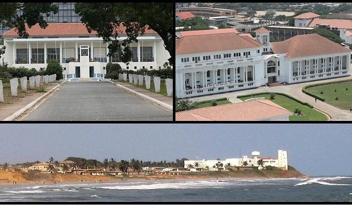 bâtiments institutionnels au Ghana, illustration du cadre public de la Commission électorale.