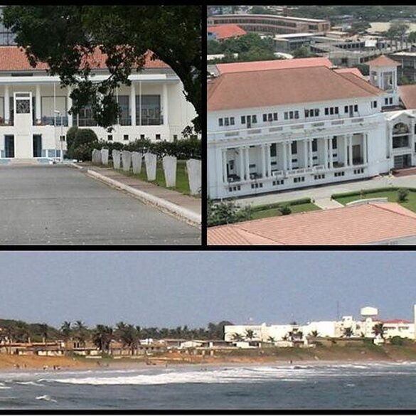 bâtiments institutionnels au Ghana, illustration du cadre public de la Commission électorale.